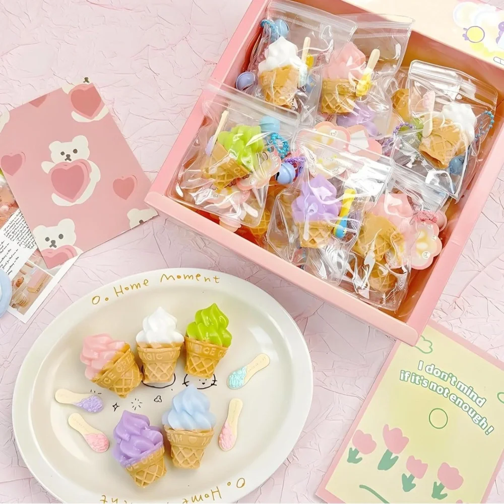 Pastel Ice Cream Cone Party Favors -  Keychain Pink, Purple, Green,  or Blue